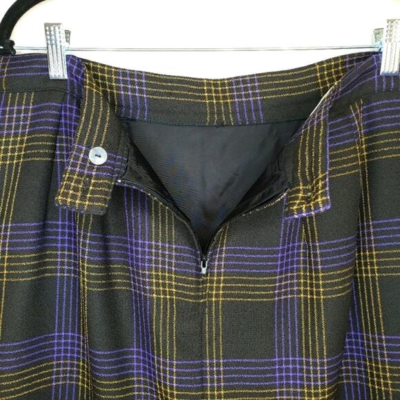 Vintage Career Guild Plaid Purple and Black Lined Pencile Skirt U.S.A. Size 16 - Picture 7 of 7